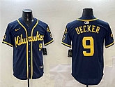 Men's Milwaukee Brewers #9 Bob Uecker Navy With Home Patch Limited Stitched Jersey,baseball caps,new era cap wholesale,wholesale hats